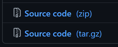 GitHub release 頁面的 Source code（zip、tar.gz）下載連結