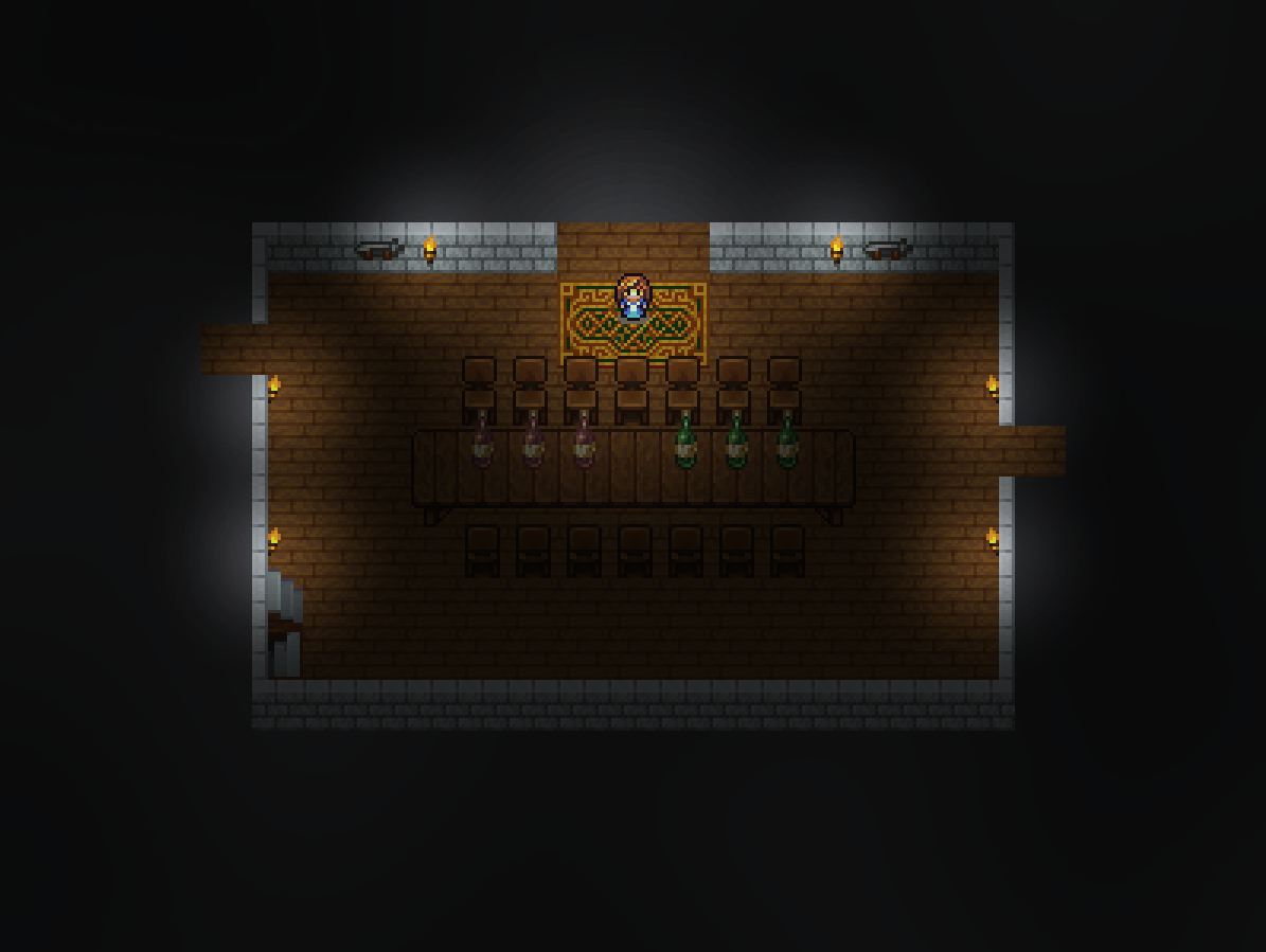 Demo map: a candlelit dining room with a long table